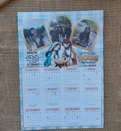 Calendário personalizado 2026 para geladeira 14x21cm