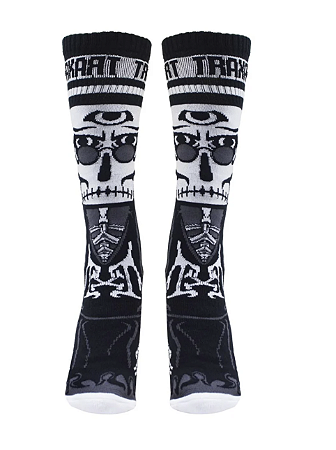 Traxart Meia Inline Desenhada Caveira Preta - DZ-076