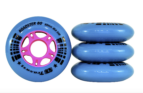 Traxart Rodas Roadster 80mm / Azul com cubo rosa (4 unidades)