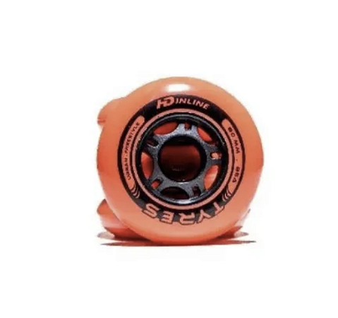 Rodas HD Inline Tyres - 80mm / 85A - Vermelho laranja - 4 rodas