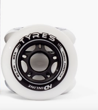 Rodas HD Inline Tyres - 80mm / 85A - Branco - 4 rodas