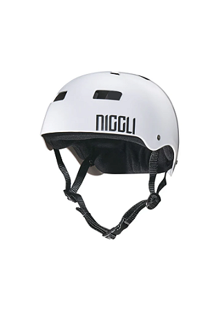 Capacete Niggli Iron Profissional - Branco Brilho Fita Preta