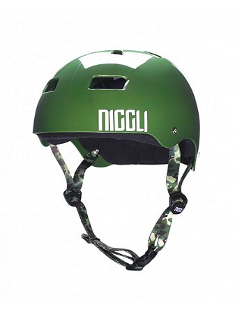 Capacete Niggli Pads Iron Profissional - Verde Brilho fita camuflada