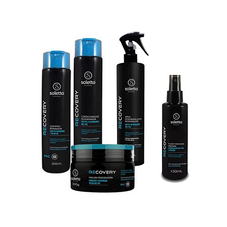 a- COMBO SALVA CABELO! KIT COMPLETO RECOVERY (SHAMPOO, CONDICIONADOR, MÁSCARA E LEAVE IN 300ML + MÁSCARA LÍQUIDA 150ML)