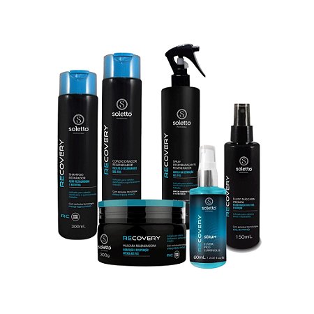 COMBO SALVA CABELO , COMPLETÃO! (01 SHAMPOO REECOVERY 300ML, 01 CONDICIONADOR RECOVERY 300ML, 01 SPRAY DESEMBARAÇANTE 300ML, 01 MÁSCARA RECOVERY 300G E 01 SERUM FINALIZADOR 60ML)