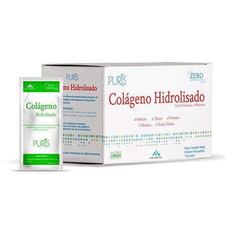 Colágeno Hidrolisado Sabor Limão 30 saches Puris