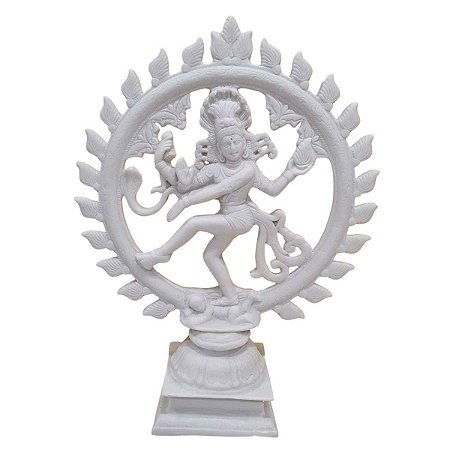 Shiva Nataraja de Pó de Mármore Branco 40cm