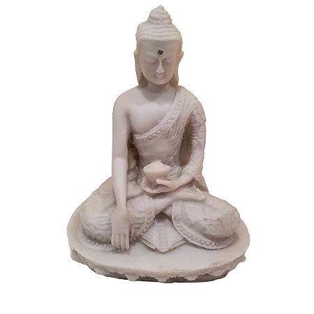 Buda Sidarta de Pó de Mármore Meditação Branco 13.5cm (Modelo 2)
