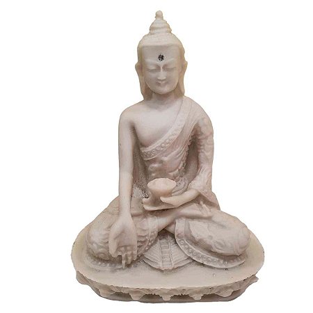 Buda Sidarta de Pó de Mármore Meditação Branco 13.5cm (Modelo 3)