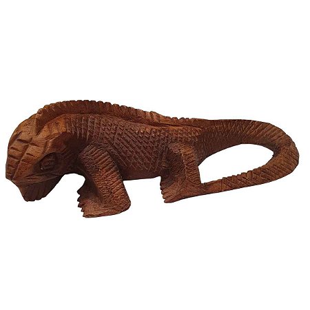 Escultura Iguana de Madeira Suar 22cm