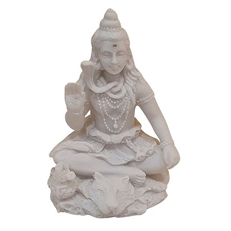 Escultura de Shiva de Pó de Mármore Branco 10cm