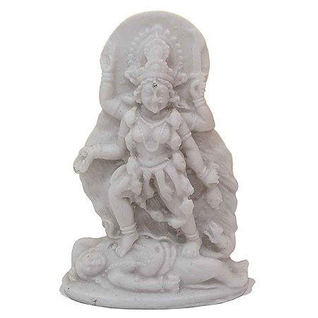 Escultura Deusa Kali de Pó de Mármore Branca 11cm