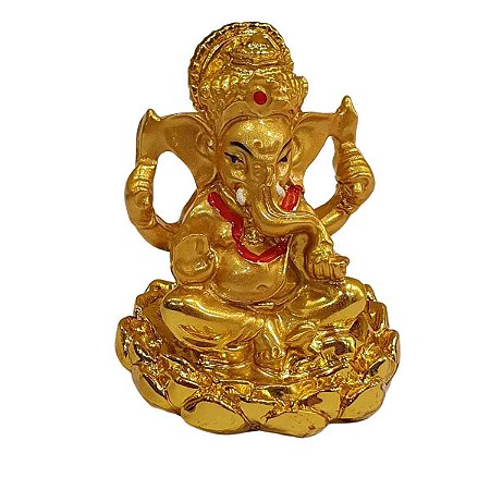 Escultura de Ganesha com Base Flor de Lótus 6cm