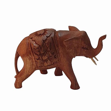 Escultura Elefante de Madeira Suar 10cm
