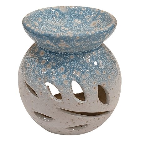 Difusor de Essências de Cerâmica Folha Azul Bebê 9cm