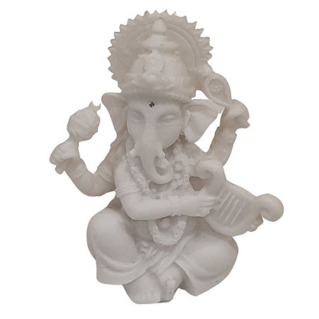 Mini Ganesha de Pó de Mármore Branco 8cm (Modelo 4)