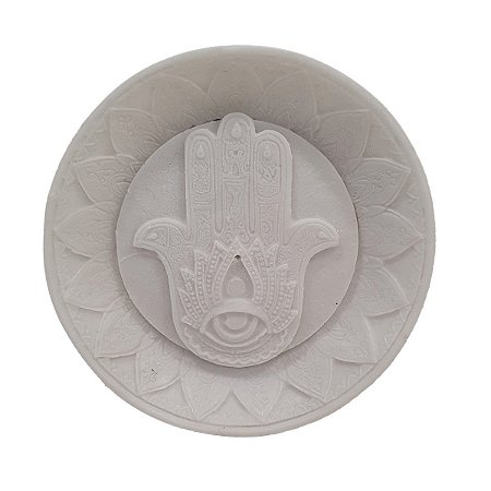 Incensário Mão de Hamsa Pó de Mármore 12cm