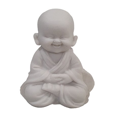 Escultura Monge Meditando Pó de Mármore 8cm