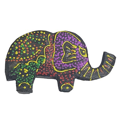 Imã Pintura Dots de Madeira Balsa Elefante Tromba pra Cima