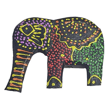 Imã Pintura Dots de Madeira Balsa Elefante Tromba pra Baixo
