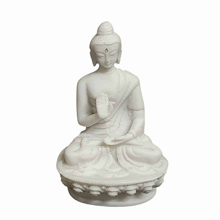 Escultura de Buda Mudra Dar e Receber Pó de Mármore 10,5cm