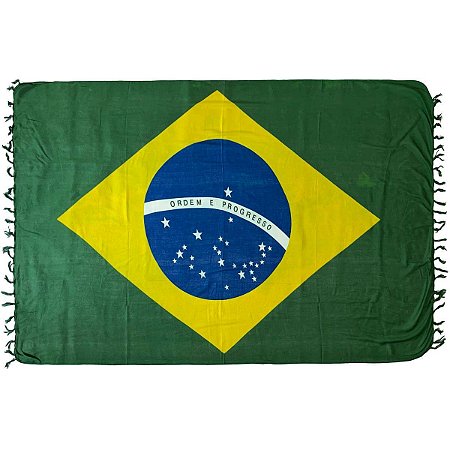 Canga de Praia com Franjas 100% Viscose Bandeira do Brasil 1.60mx1.10m