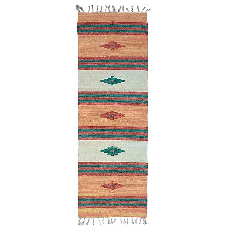 Passadeira Kilim 7 Cores 100% Algodão Coral 60cmx180cm