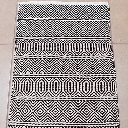 Tapete Kilim Anand 100% Algodão Preto 60cmx90cm