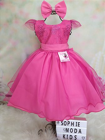 vestido festa rosa pink