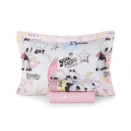 Jogo de Cama Solteiro 2 peças Percal 180 Fios Pérola Hello Kitty Branco