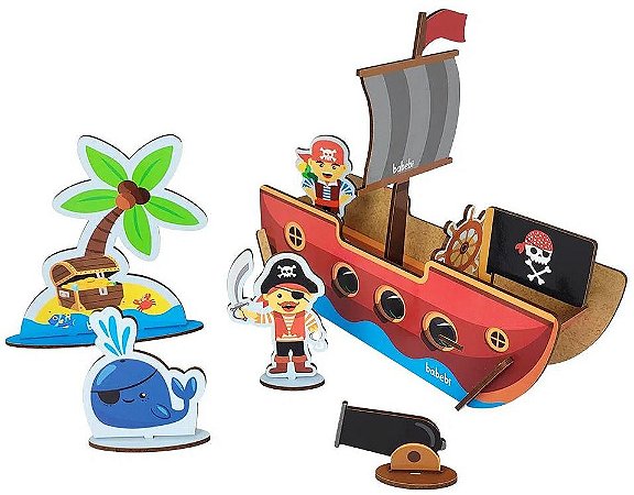 Brinquedo Navio Pirata + Quebra Cabeca + Jogo Memoria