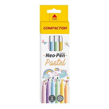 CANETINHA HIDROCOR NEO PEN TONS PASTÉIS 6 CORES - COMPACTOR