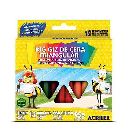 BIG GIZ DE CERA TRIANGULAR 12 CORES 95G - ACRILEX