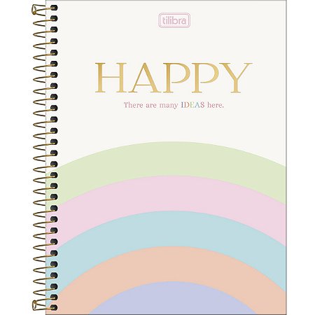 CADERNO ESPIRAL CAPA DURA COLEGIAL HAPPY 1 MATÉRIA COLORIDO 80 FLS - TILIBRA