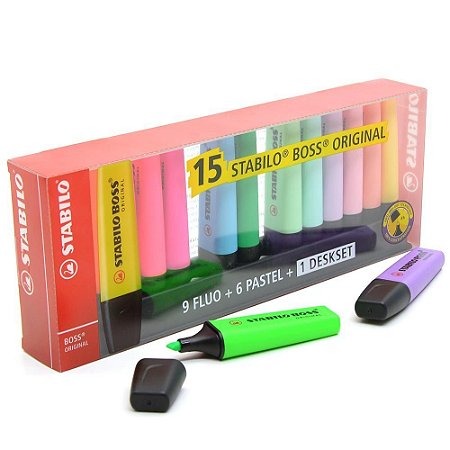 KIT MARCA TEXTO BOSS COM 15 CORES - STABILO