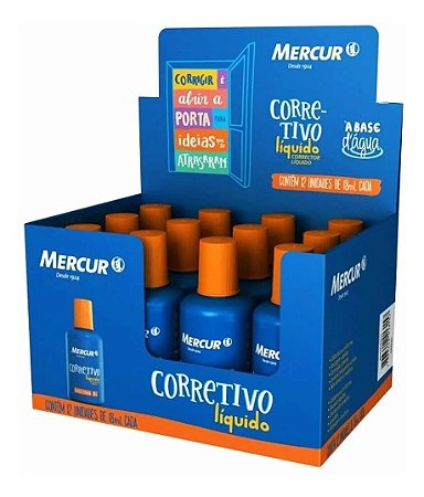 CORRETIVO LIQUIDO 18ML À BASE DE ÁGUA - MERCUR