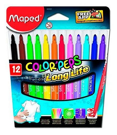 CANETINHA HIDROGRÁFICA LONG LIFE 12 CORES - MAPED