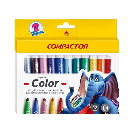 CANETINHA HIDROGRÁFICA COLOR 12 CORES - COMPACTOR