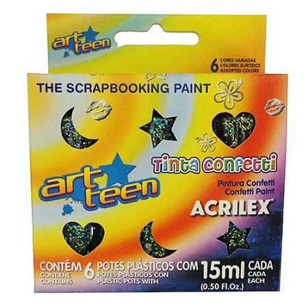 TINTA CONFETTI ART TEEN ACRILEX C/ 6