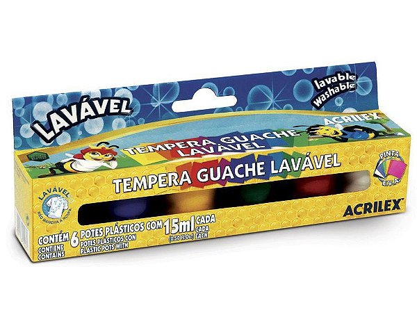 Tinta Guache Acrilex Tempera Guache 12 Potes 15ml Cada