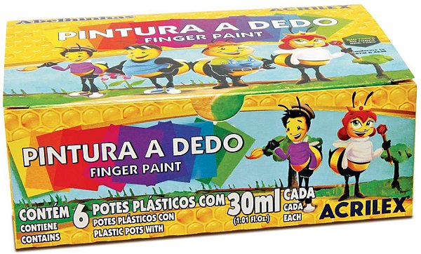 PINTURA A DEDO 30ML C/ 6 CORES - ACRILEX