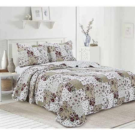 COLCHA CASAL PATCHWORK MATELASSÊ DANTA 2 PEÇAS - CAMESA