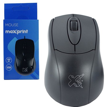 Mouse Óptico 1000 DPI USB Maxprint Preto