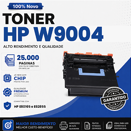 Toner compatível com HP W9004 MC E60165/E62655 25K C/chip