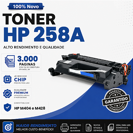 Toner compatível com HP CF258 258a M404/M428 3K