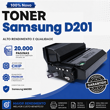 Toner Compatível com Samsung D201 M4080 20.000 Páginas