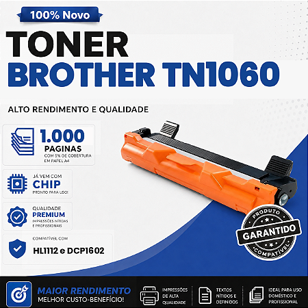 Toner Compatível com Brother TN1060 HL1212 DCP1602 1.000 Páginas