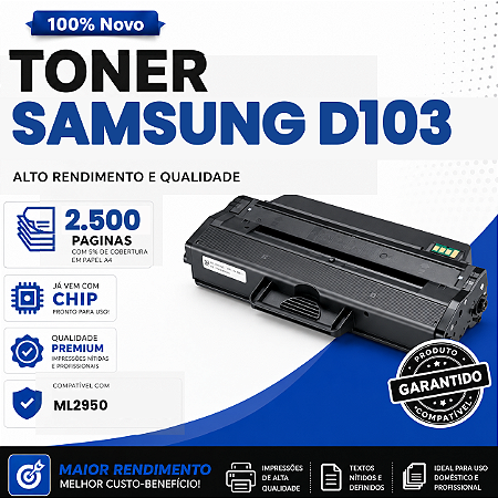 Toner Compatível com Samsung D103L ML2950 2.500 Páginas
