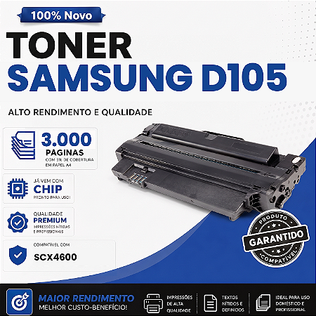 Toner Compatível com Samsung D105 ML2580 SCX4600 3.000 Páginas