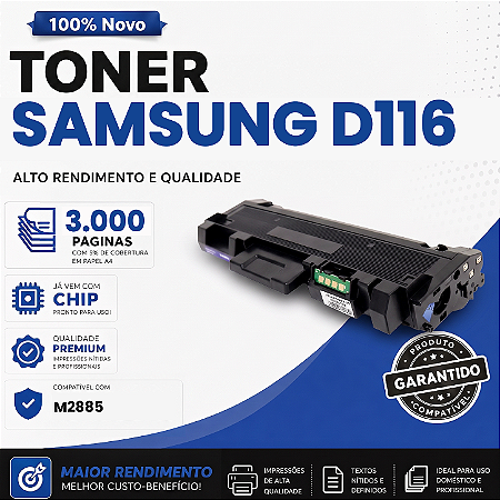 Toner Compatível com Samsung D116 M2885 3.000 Páginas